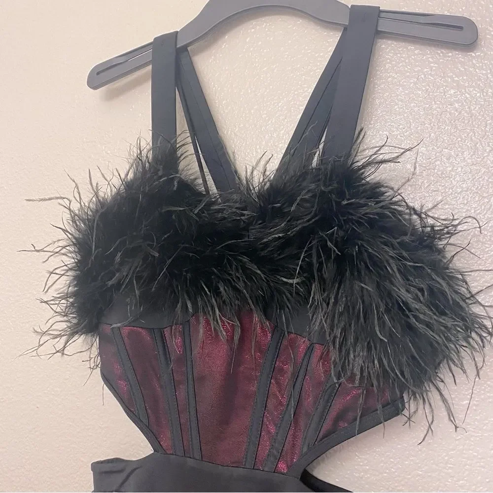 Revolution 10th House Dance Costume sequin Feather jumpsuit ZODIAC TH25241 MA